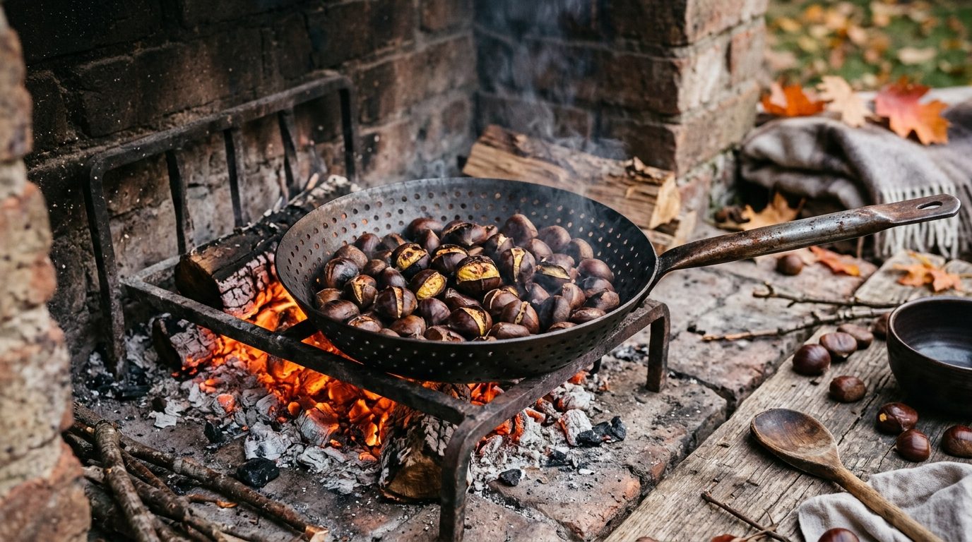 Poêle à châtaignes pour cheminée et barbecue : guide d’utilisation et cuisson au feu