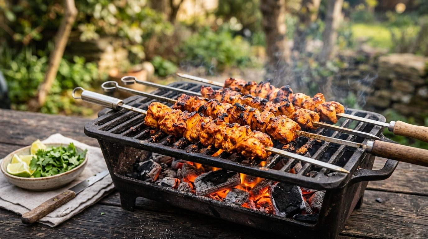 Brochettes de poulet tandoori au barbecue : la recette tendre et parfumée