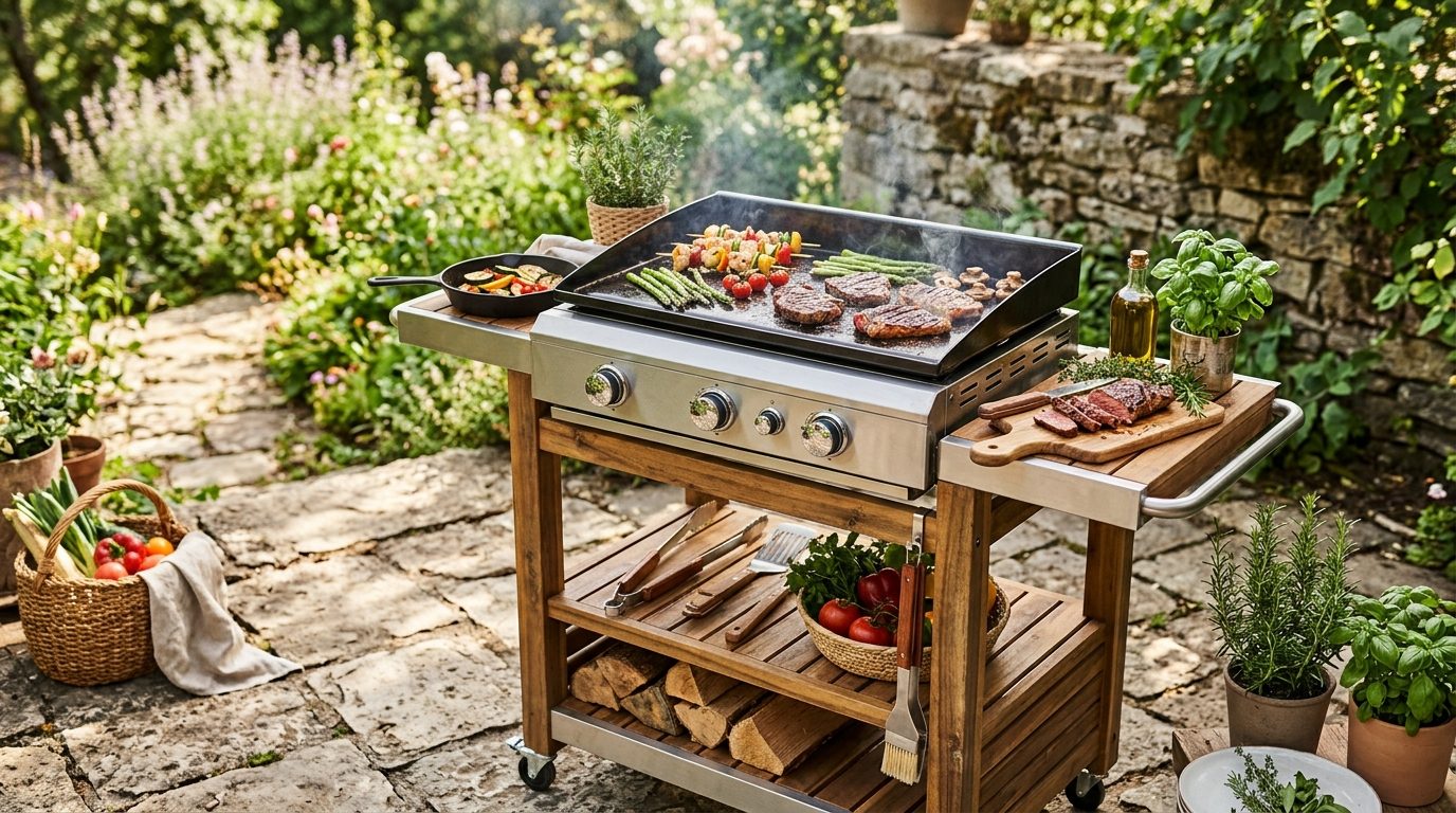 Cuisine extérieure mobile : le test de la plancha inox sur chariot Tonio
