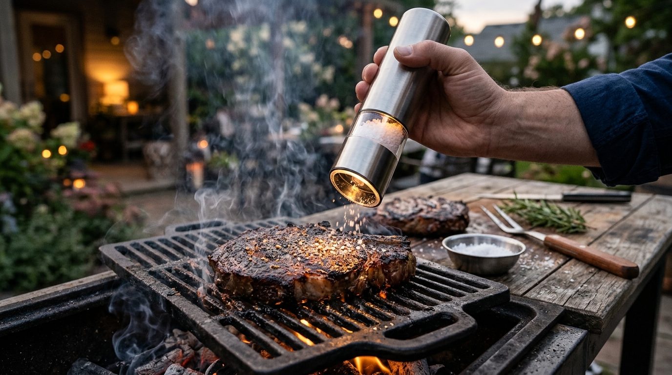 Le moulin à sel électrique pour grilloir : assaisonner d’une seule main au barbecue