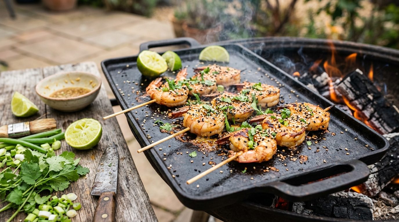 Gambas au gingembre : réussir leur cuisson à la plancha ou au barbecue
