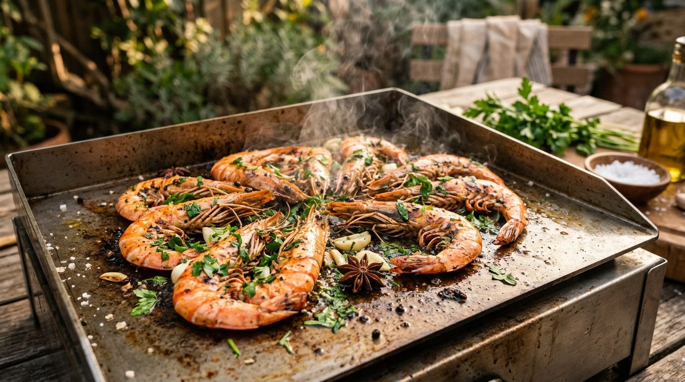 Gambas marinées à la plancha : le secret d&rsquo;une chair tendre et parfumée