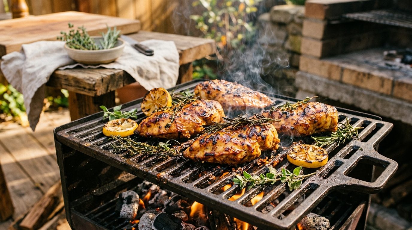 Poulet mariné au miel et citron à la plancha ou au barbecue