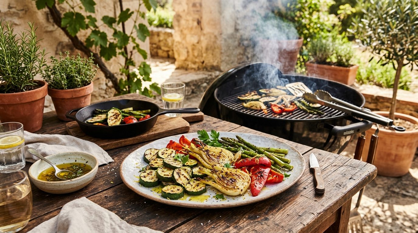 Légumes du soleil marinés et grillés au barbecue ou à la plancha