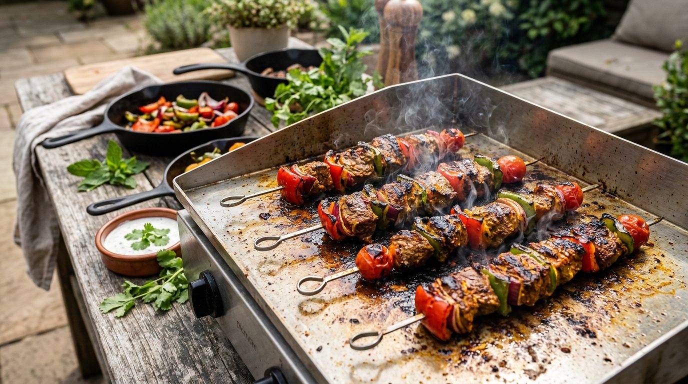 Brochettes de bœuf tandoori à la plancha : marinade et cuisson parfaite